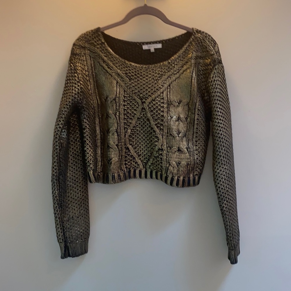 Metallic Gold Crop Sweater
